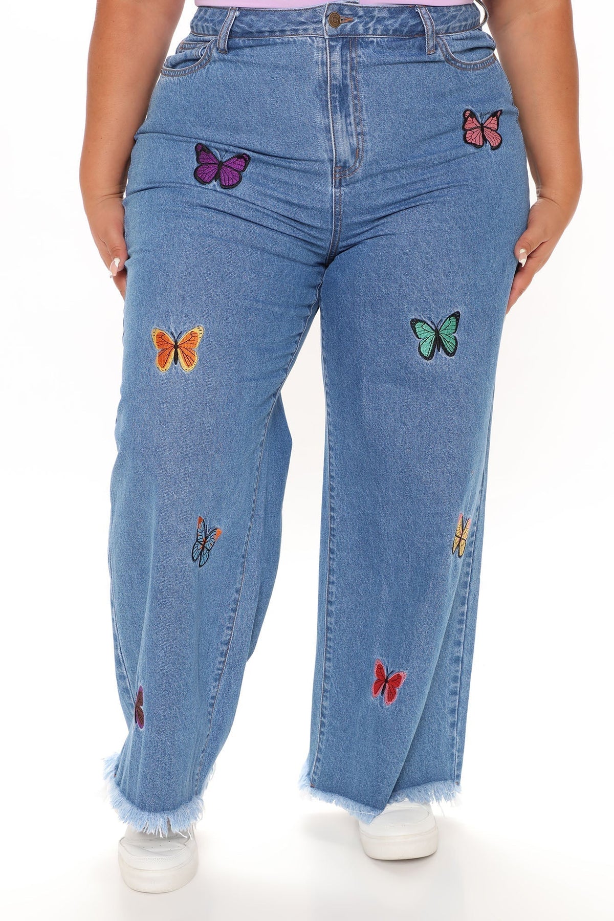 KittenAlarm - On Butterfly Wings Straight Leg Jeans - Medium Blue Wash