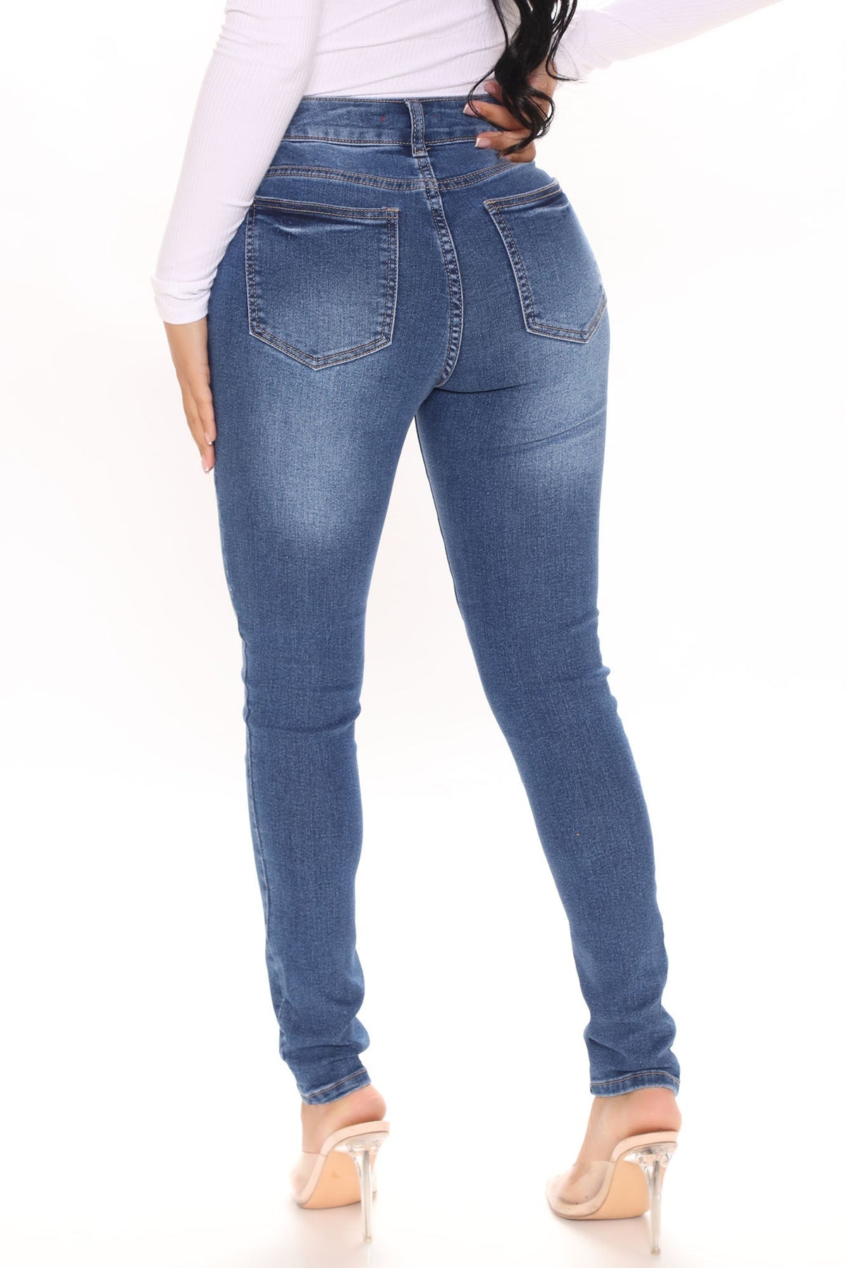 KittenAlarm - On Top Of The World Skinny Jeans - Medium Blue Wash