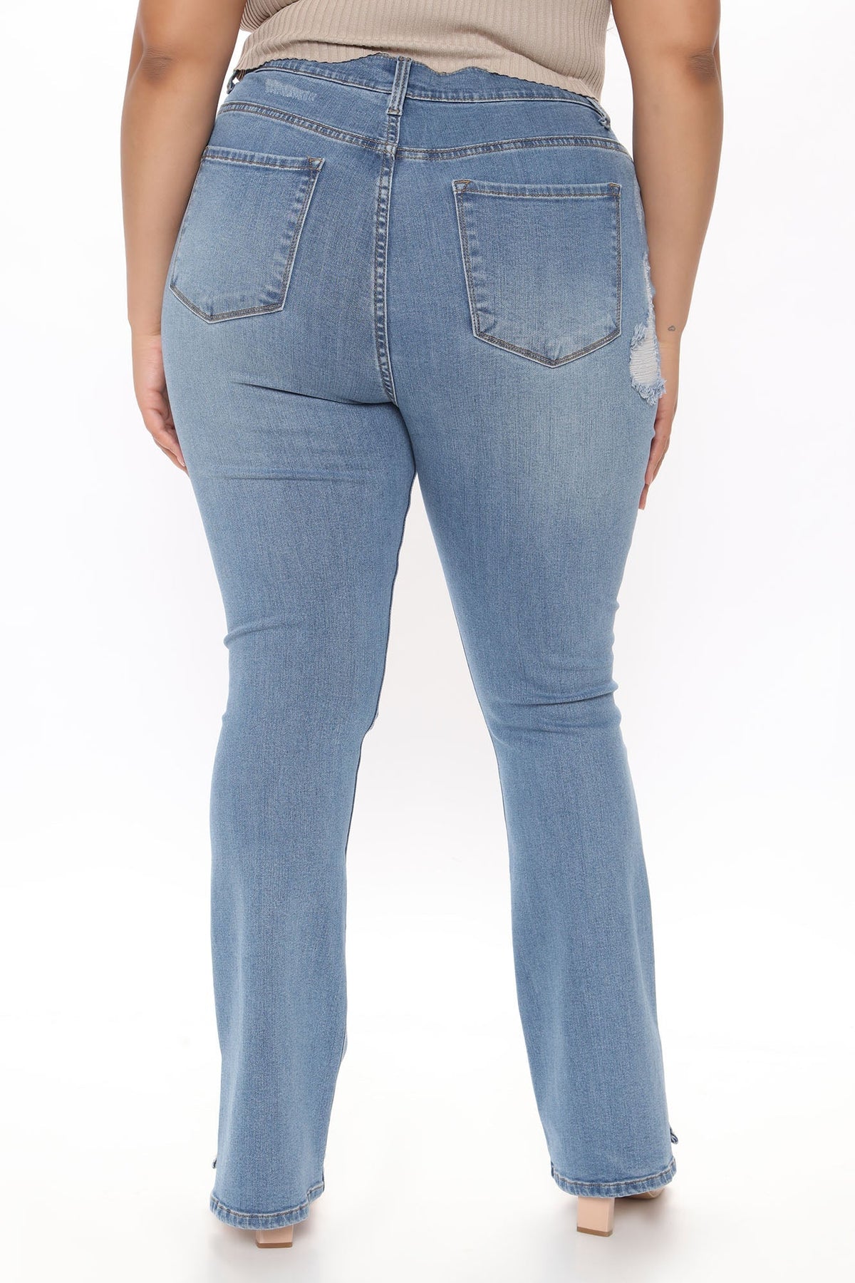 KittenAlarm - On Your Side Slit Skinny Jeans - Medium Blue Wash