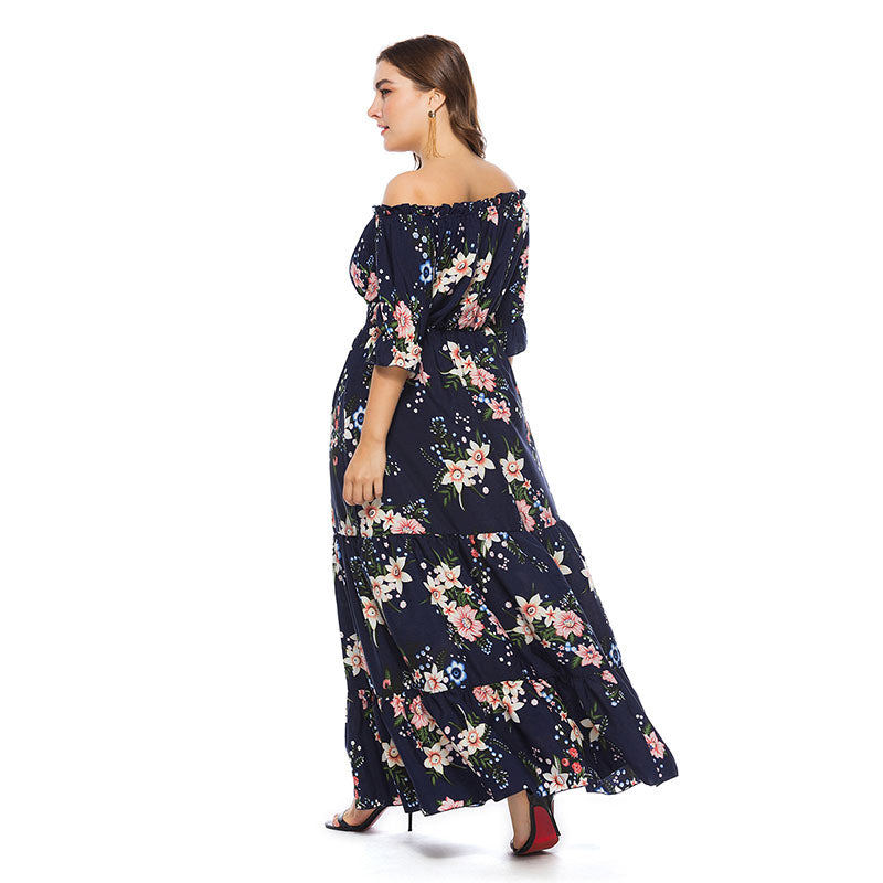 Floral Print Off Shoulder Ruffle Sleeve Tiered Maxi Dress