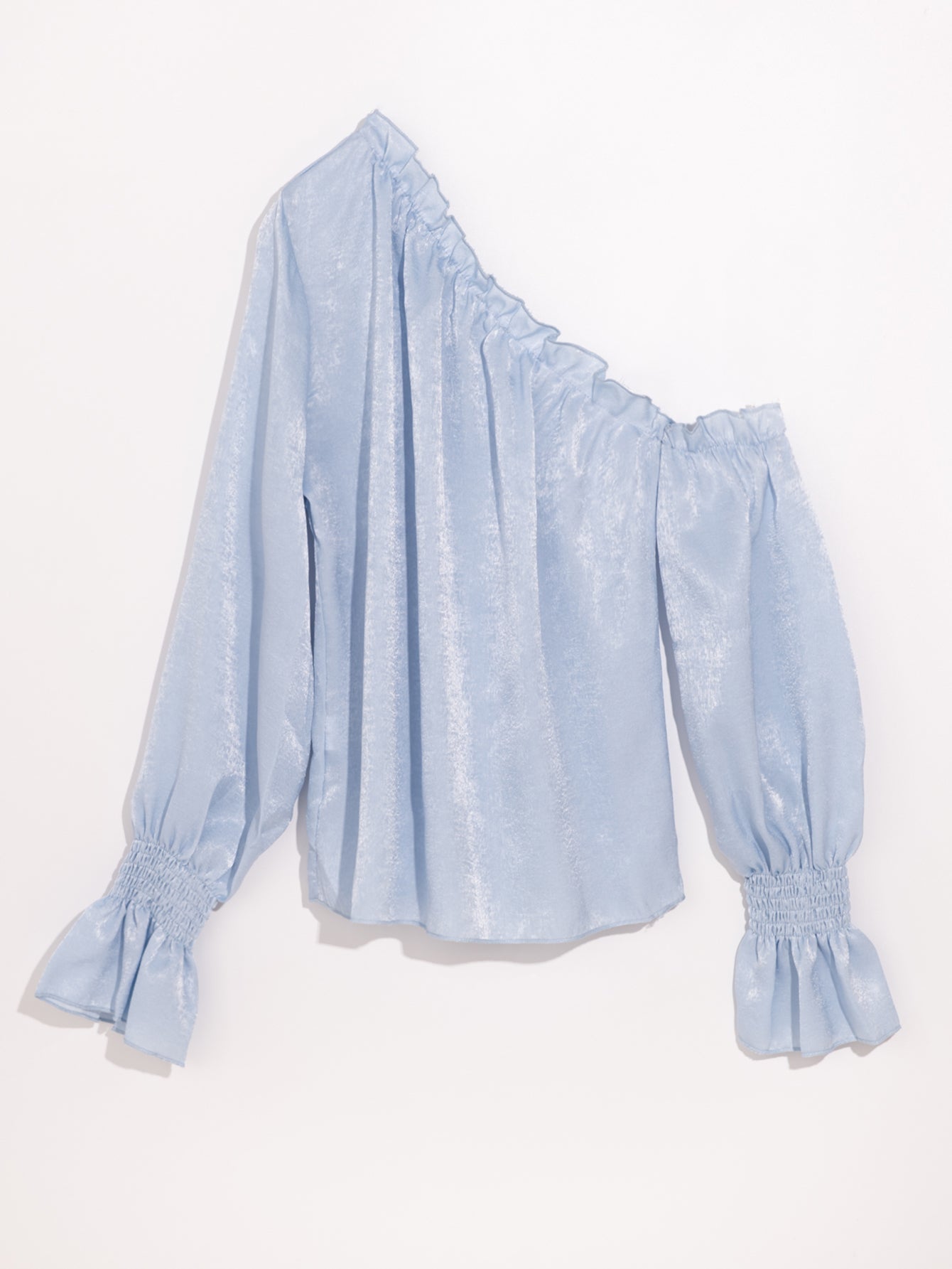 One Shoulder Puff Sleeve Blouse - Fashionpara