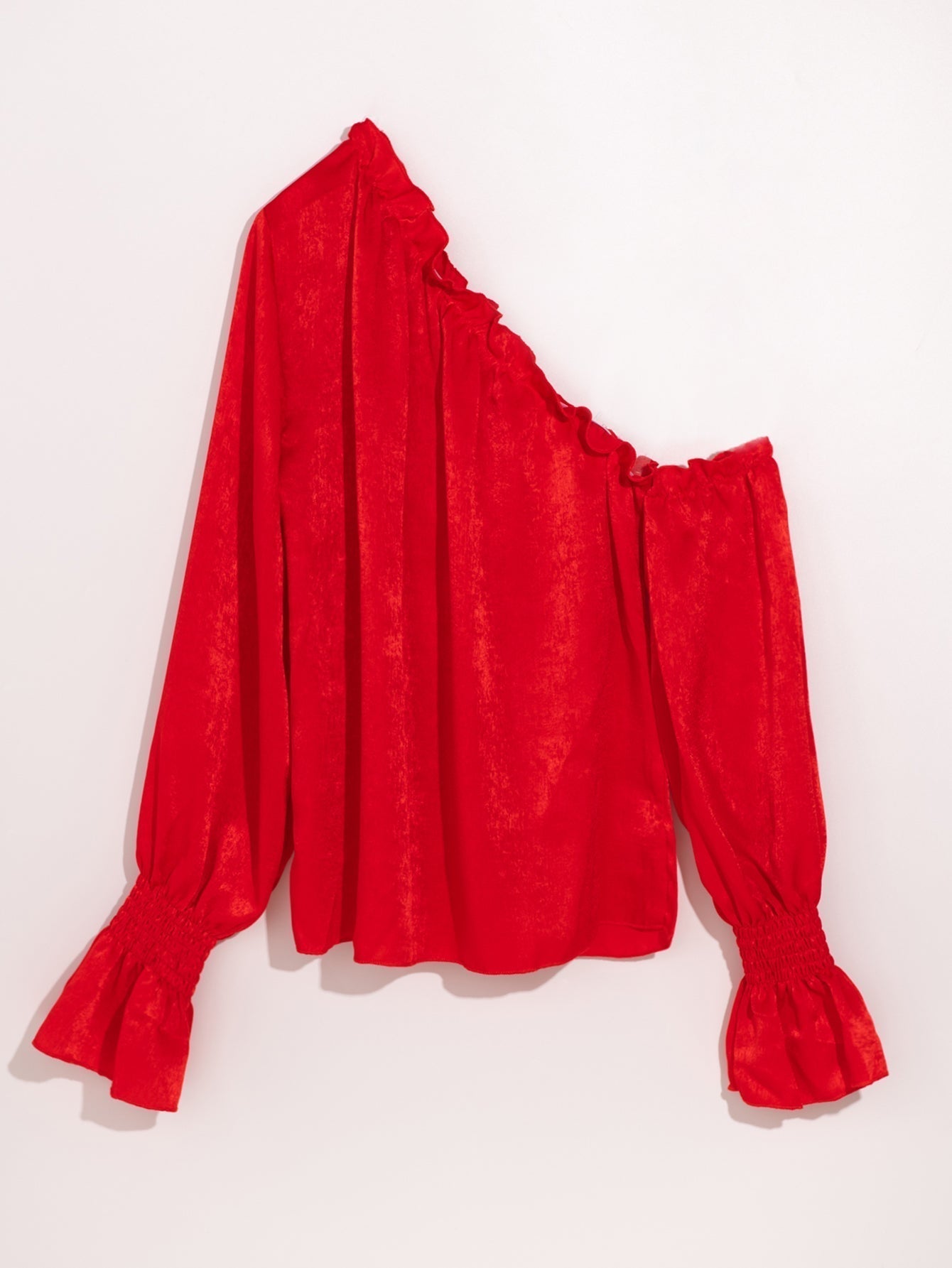 One Shoulder Puff Sleeve Blouse - Fashionpara