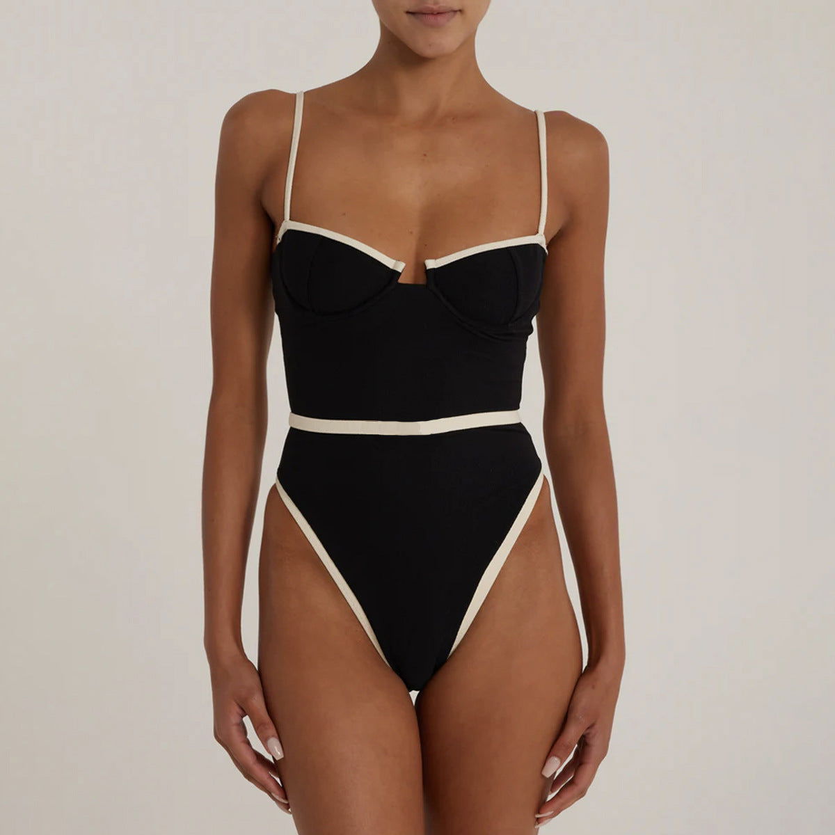 One Piece Swimsuit for Women Bikini Lady Sexy Stitching Swimwear Bikini - Fashionpara