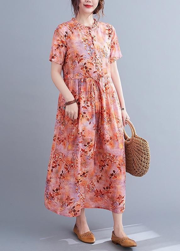 Organic Print Tie Waist Chiffon Ruffled Summer Maxi Dress - View 3