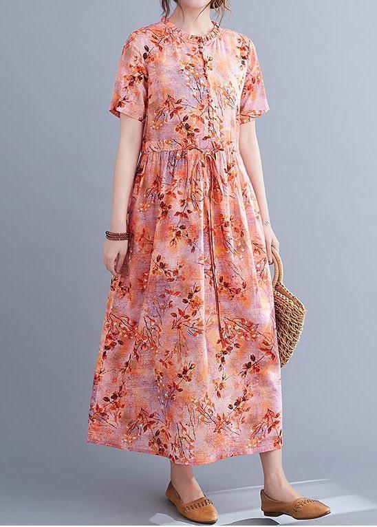 Organic Print Tie Waist Chiffon Ruffled Summer Maxi Dress - View 4