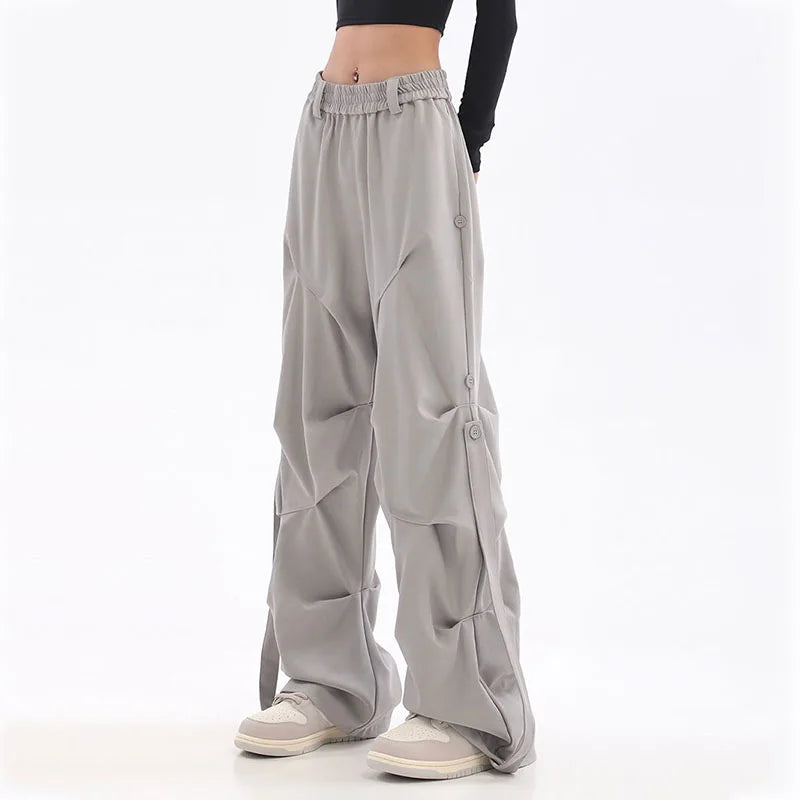 Pleated Cargo Streetwear Wide Pants