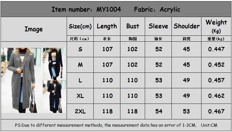 Oversized Loose Knitted Long Sleeve Button Knitwear Autumn Winter Coats - Fashionpara