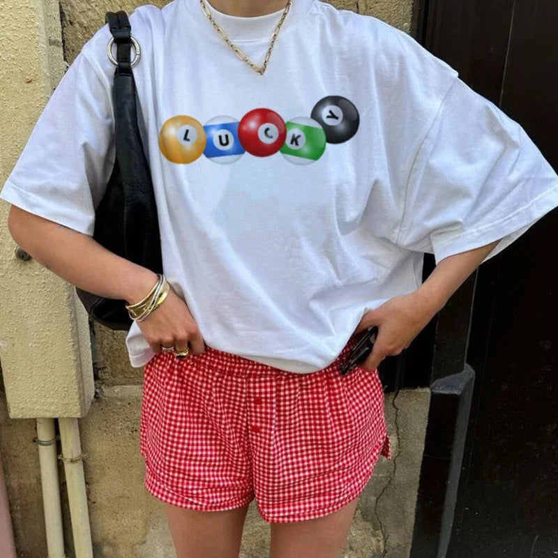 Lucky Pool Ball Retro Graphic T-shirt - Fashionpara