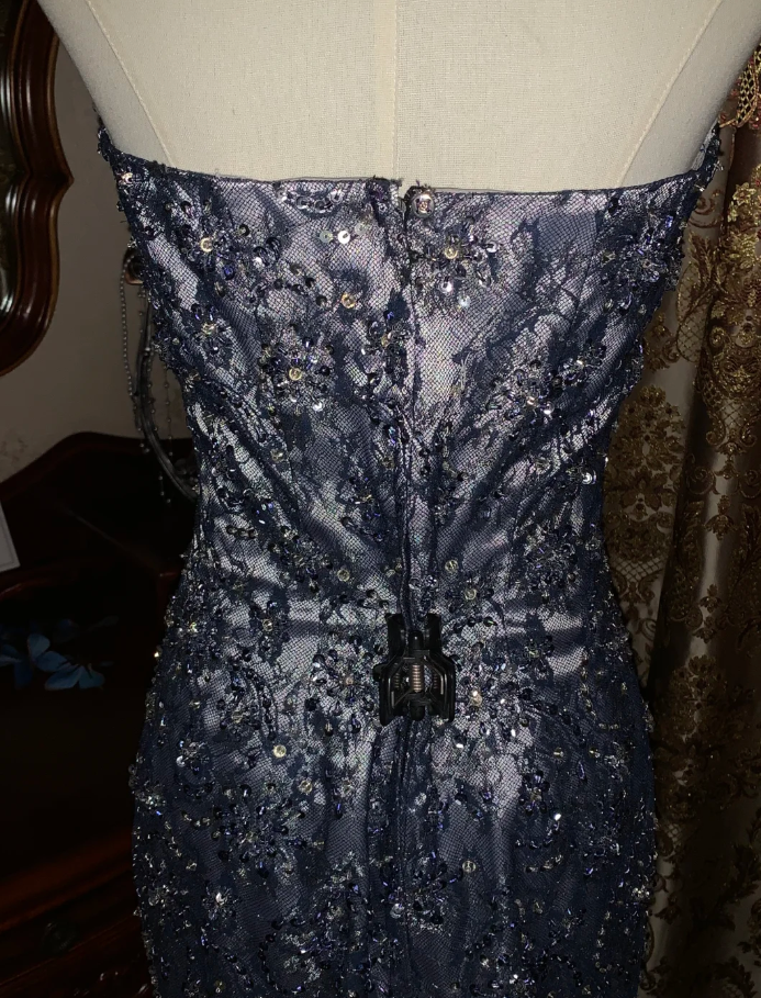 Gorgeous Sweetheart Neck Satin Beaded Mermaid Long Evening Dress Formal Birthday Party Dress D1779