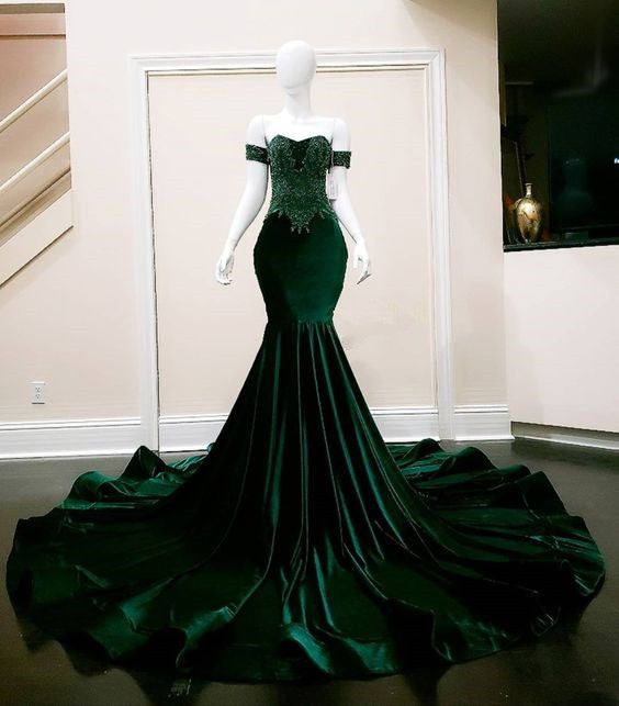 Sexy Mermaid Strapless Long Dark Green Prom Dress Evening Dresses