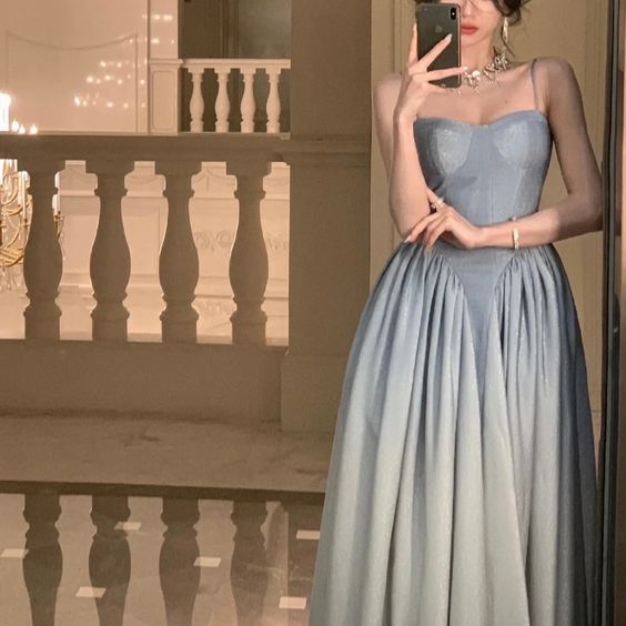 A line Straps Sequin Prom Dresses Formal Evening Dress