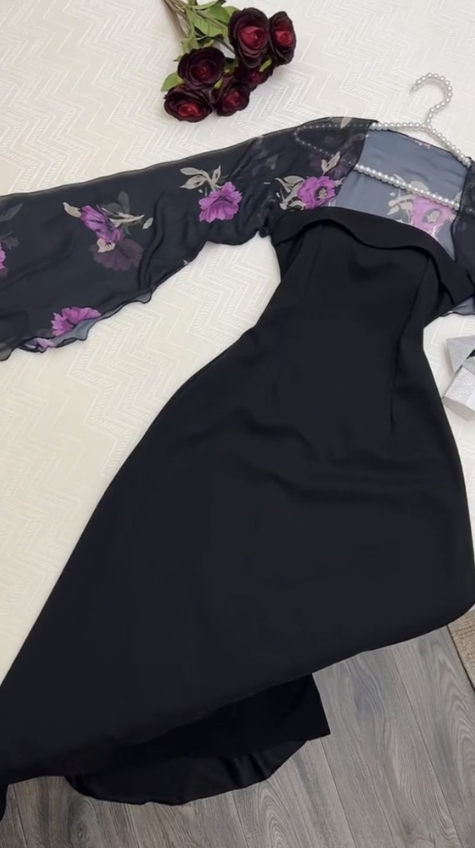 Elegant A Line Strapless Long Prom Dresses Black Formal Dress