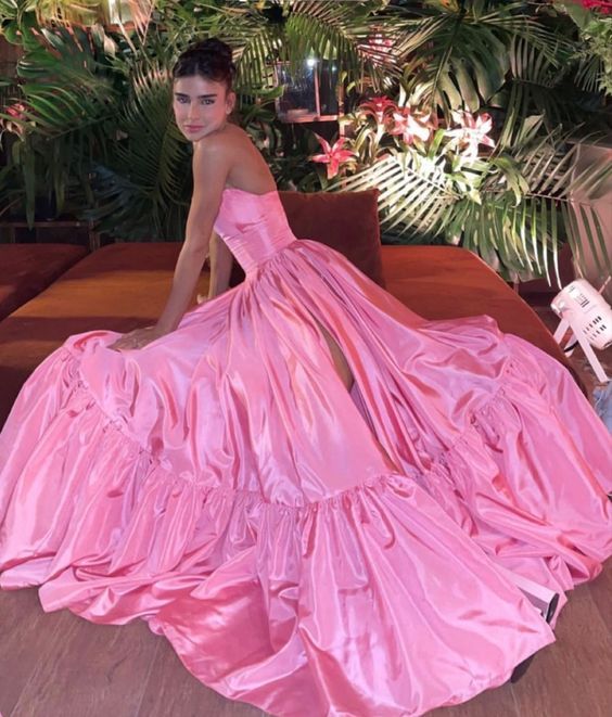 Pink Leg Split Prom Dress Women Sexy Party Dresses