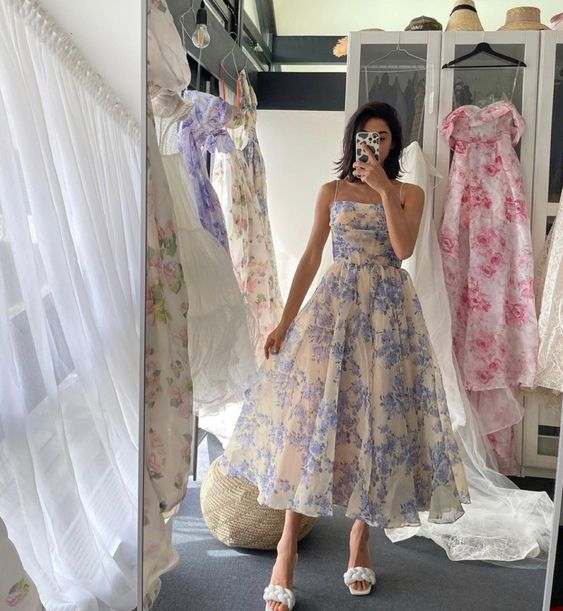 Sexy Floral Prom Dresses for Women Party Outfits 22th Birthday Outfit