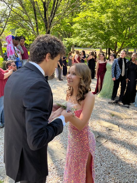 Sexy Mermaid Long Pink Sequin Prom Dress Party Dresses