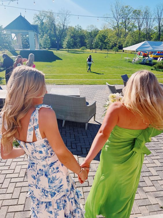 Sexy A line Long Blue Floral Prom Dress Blue and White Party Dresses