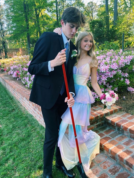 Sexy A line Long Ombre Chiffon Prom Dress Party Dresses