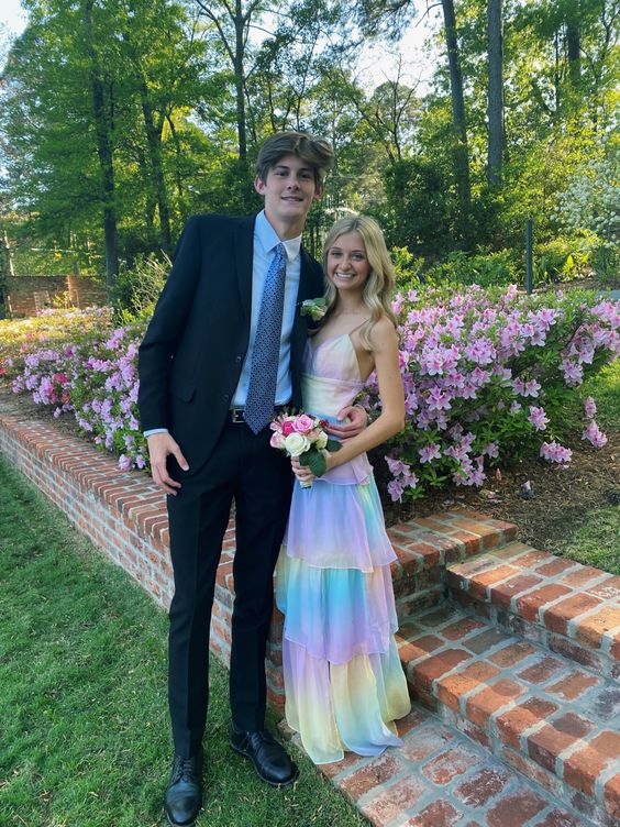 Sexy A line Long Ombre Chiffon Prom Dress Party Dresses