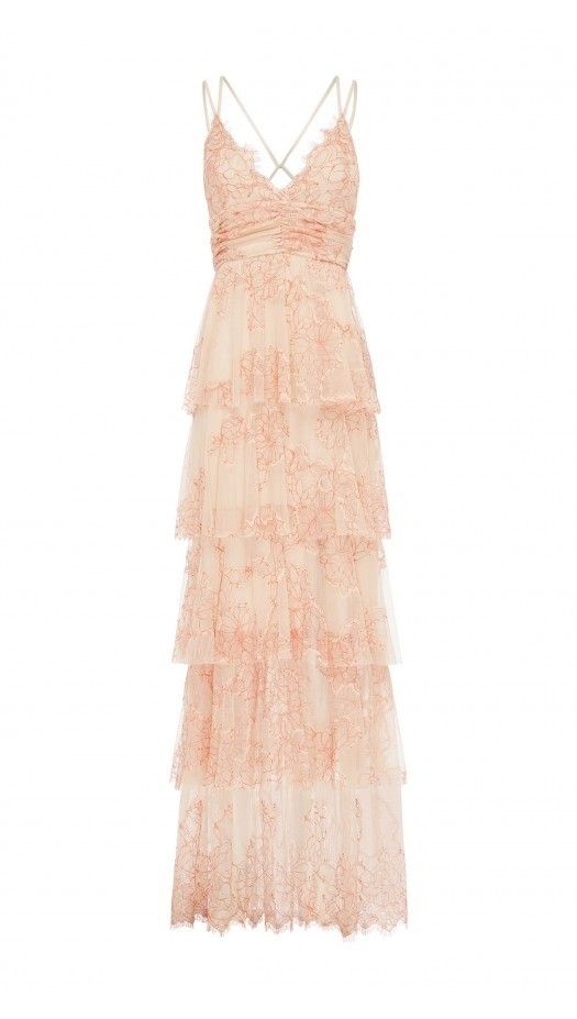 Sexy Sheath Lace Pink Prom Dress Ruffles Party Dresses