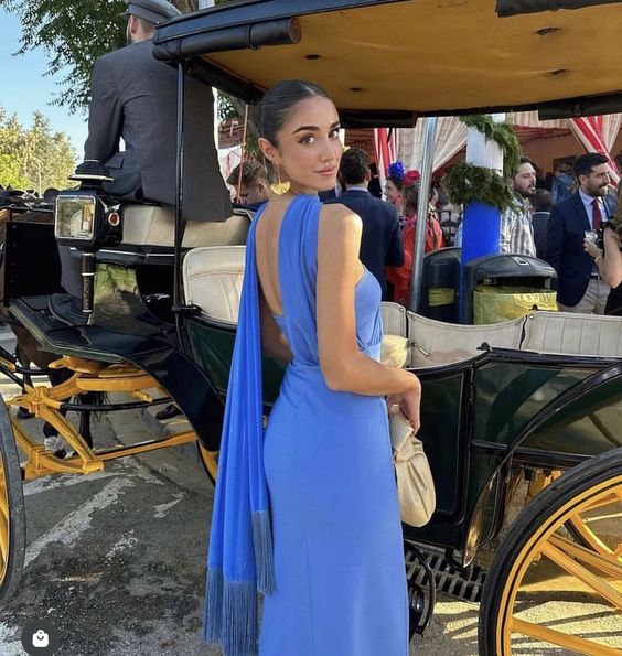 Simple Sheath Royal Blue Long Prom Dresses Evening Dress