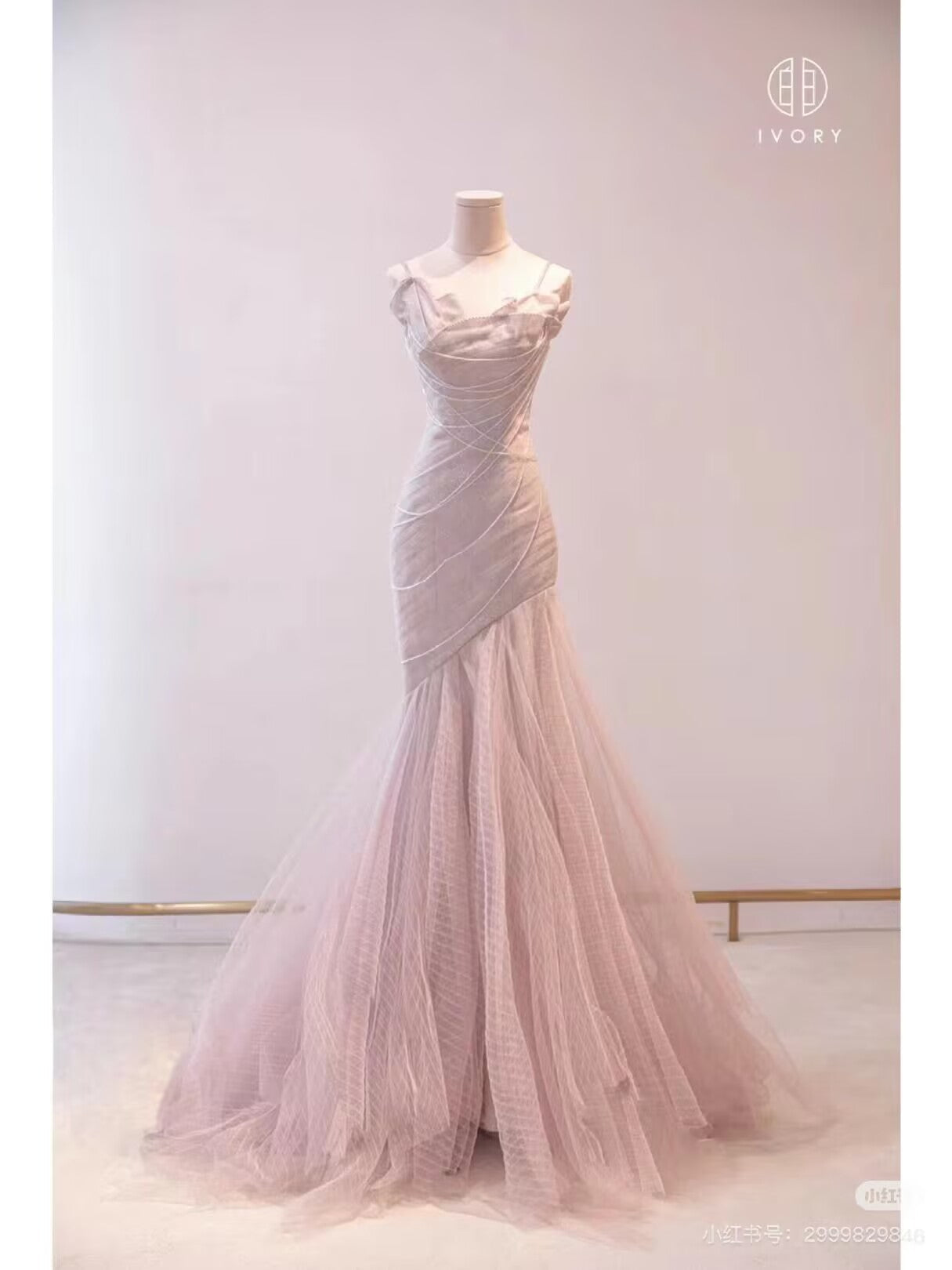 Fairy Mermaid Strapless Pink Prom Dresses Evening Dress