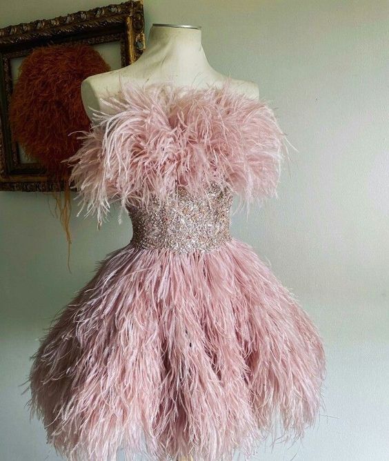 vintage a line pink homecoming dress feather 18th birthday outfits