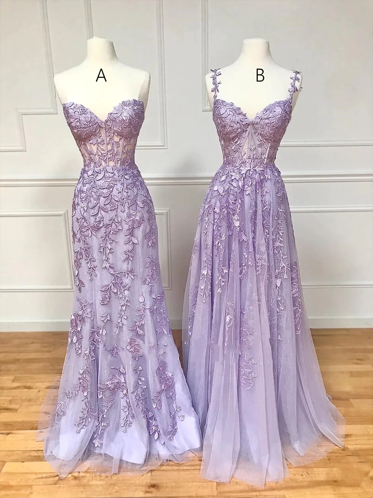 Simple Long Purple Lace Prom Dresses Evening Dress