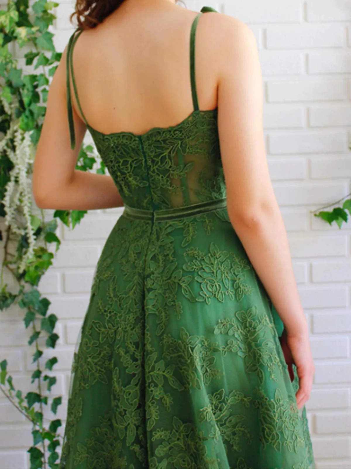 Green Lace Long Formal Graduation Dresses Birthday Outfits