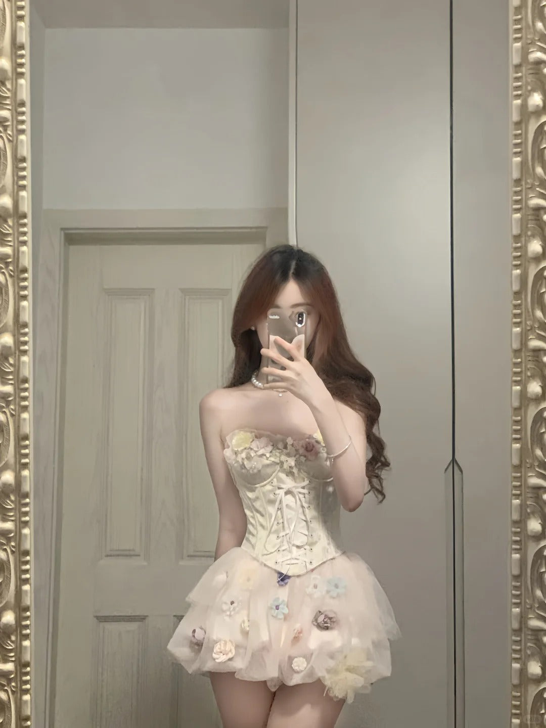 Cute Pink 3D Flower Corset With Bud Skirt 17th Birthday Homecoming Dress P3568