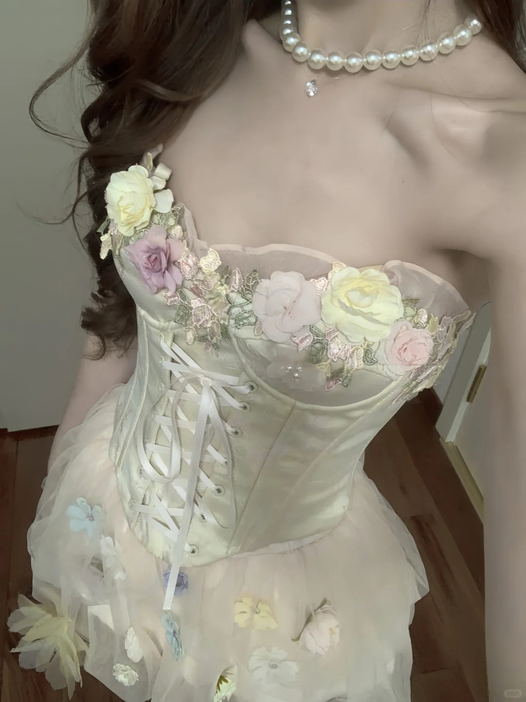 Cute Pink 3D Flower Corset With Bud Skirt 17th Birthday Homecoming Dress P3568