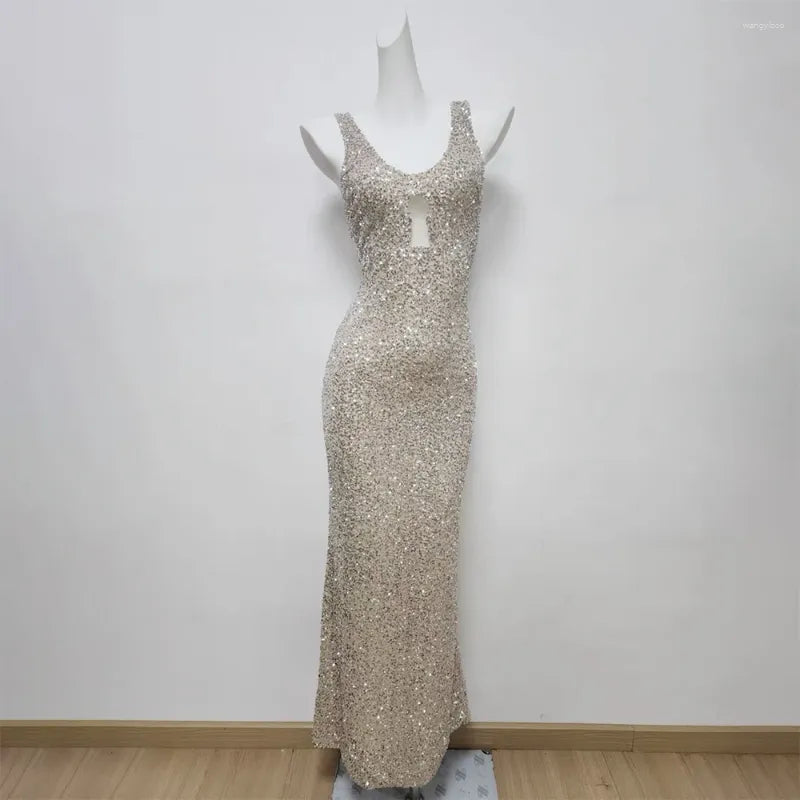Sexy Mermaid Silver Sequin Evening Party Dress Birthday Outfits