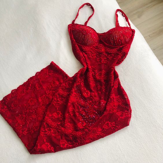 Beautiful Spaghetti Strap Evening Party Dress Red Prom Dresses