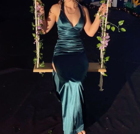 Vintage Mermaid Birthday Party Dresses Navy Blue Long Slit Prom Dresses