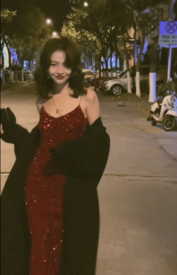 Sexy Mermaid Red Party Dresses Sequin Red Prom Dresses