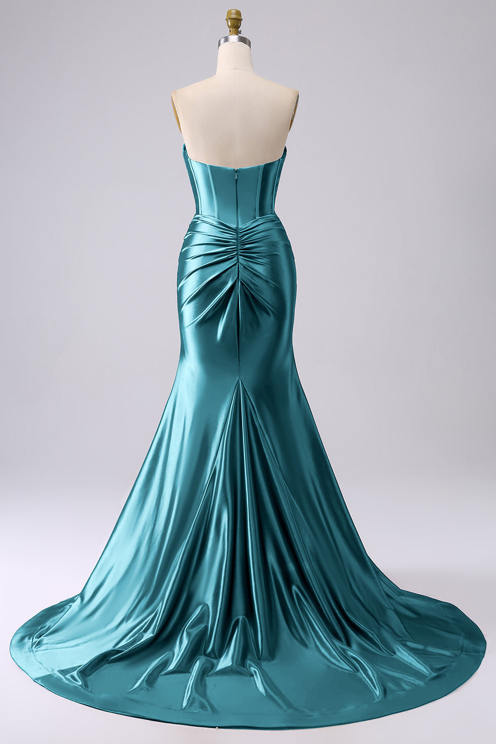Sparkly Dark Navy Mermaid Sweetheart Corset Long Prom Dress with Slit