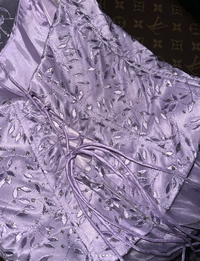 Pretty Spaghetti Straps Lavender Tulle Beaded Embroidery Mermaid Evening Dress Long Birthday Prom Gown D1427