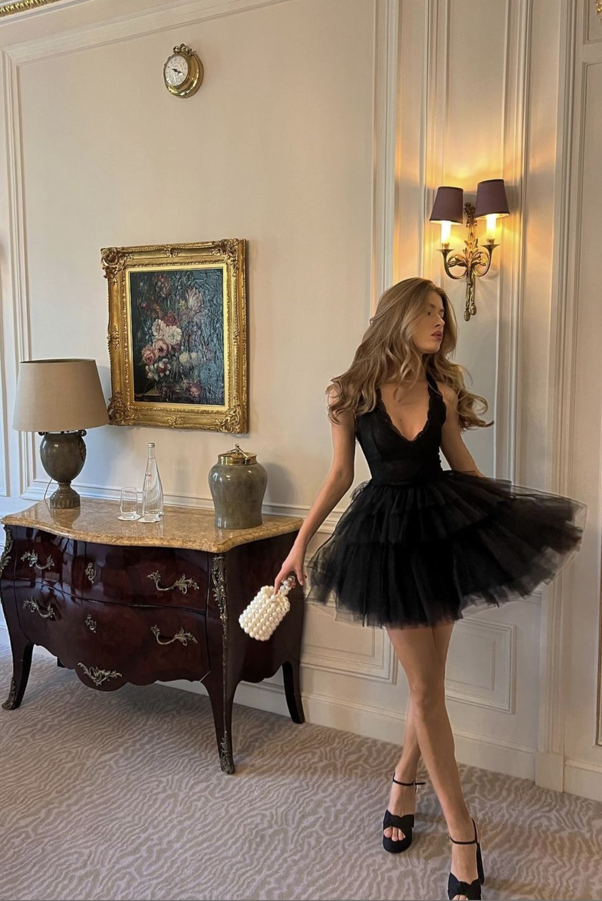 Sexy Black V Neck Tulle A Line Cocktail Dress Short Homecoming Dress D506