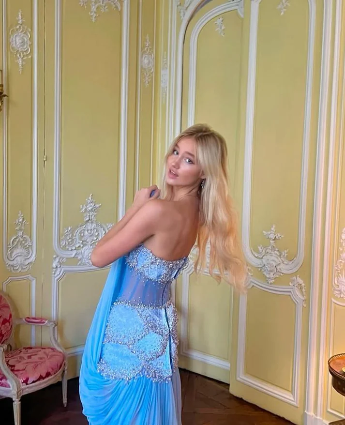 Sexy A Line Off The Shoulder Maxi Long Party Light Blue Chiffon Prom Dresses Evening Dress SD2383