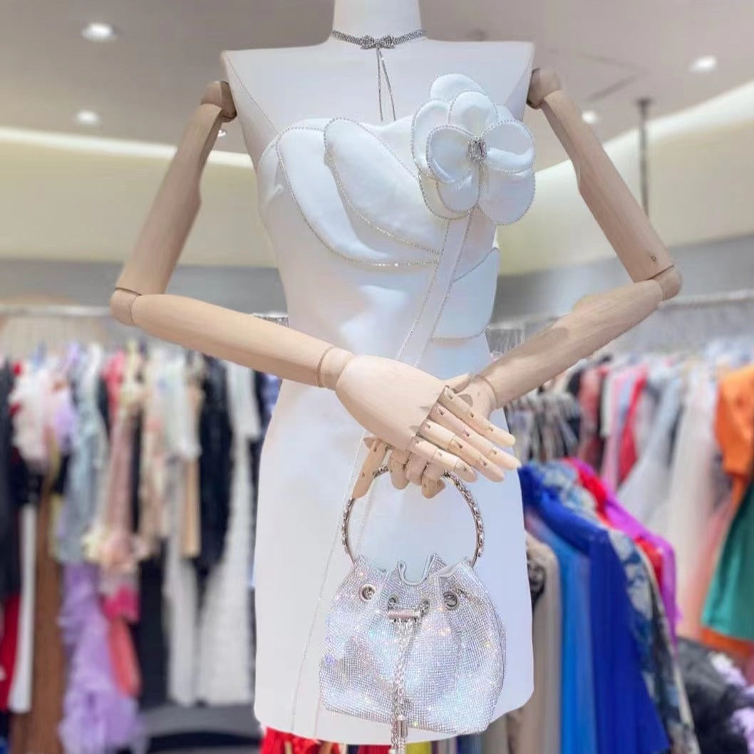 Rhinestone Floral Embellished Mini Dress - View 3