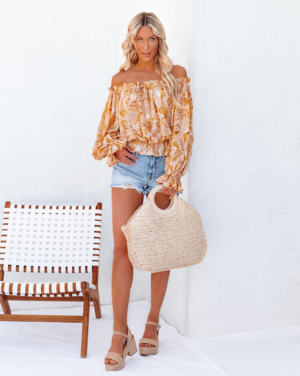 Papaya Printed Off The Shoulder Blouse - Fashionpara