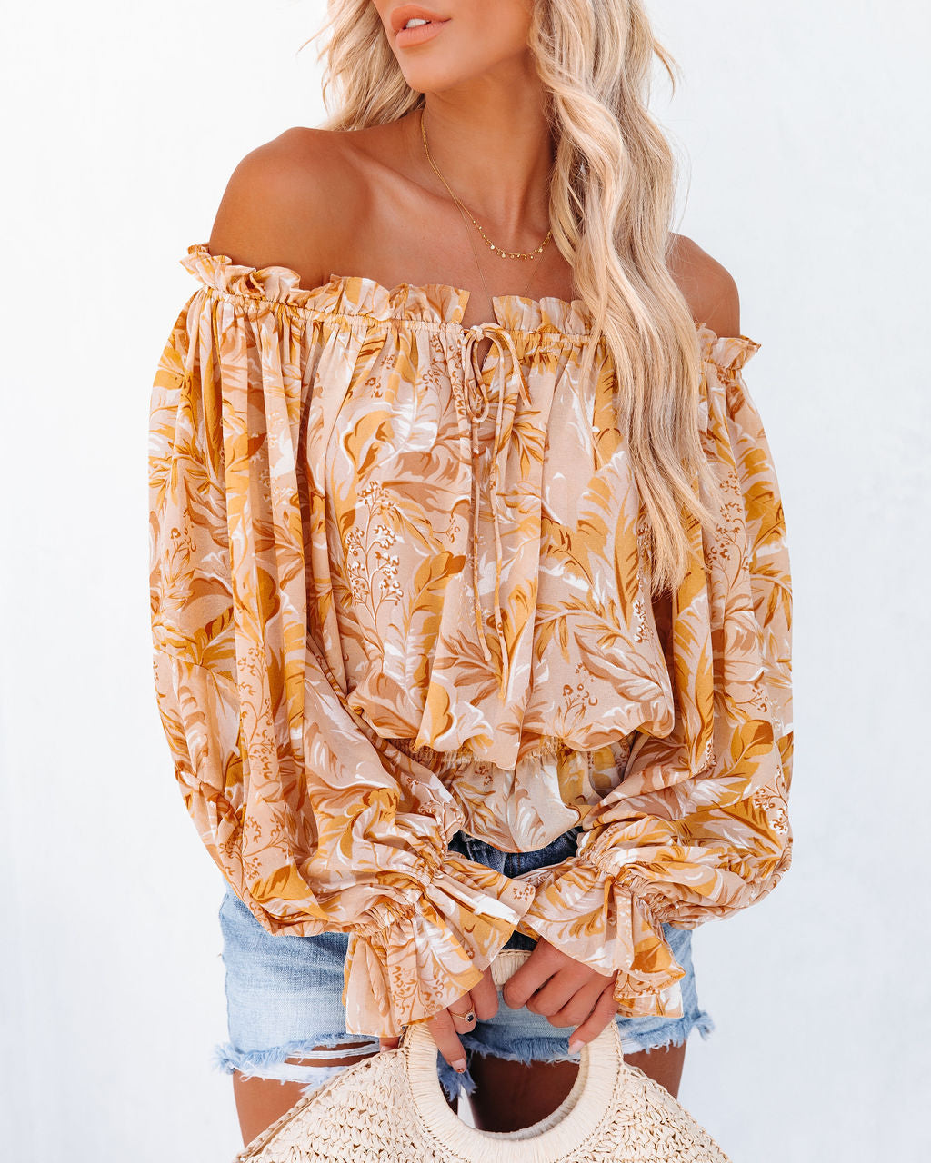 Papaya Printed Off The Shoulder Blouse - Fashionpara
