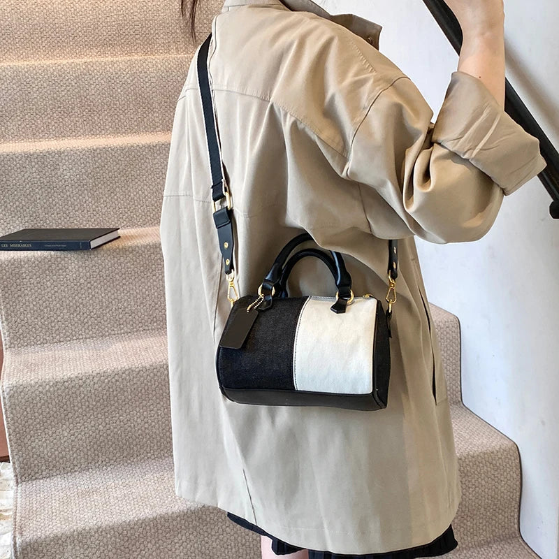 Colorblock Denim Mini Crossbody Handbag