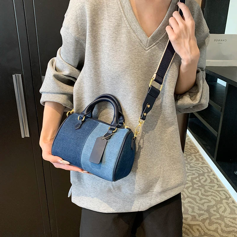 Colorblock Denim Mini Crossbody Handbag