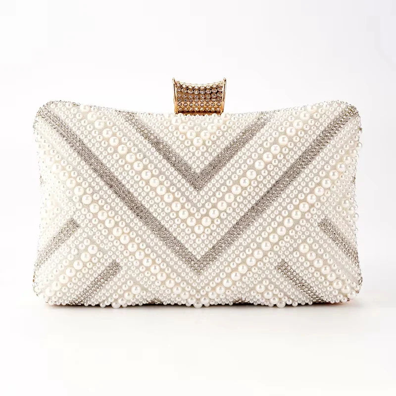 Pearl Diamond Wedding Evening Clutch Wristlet