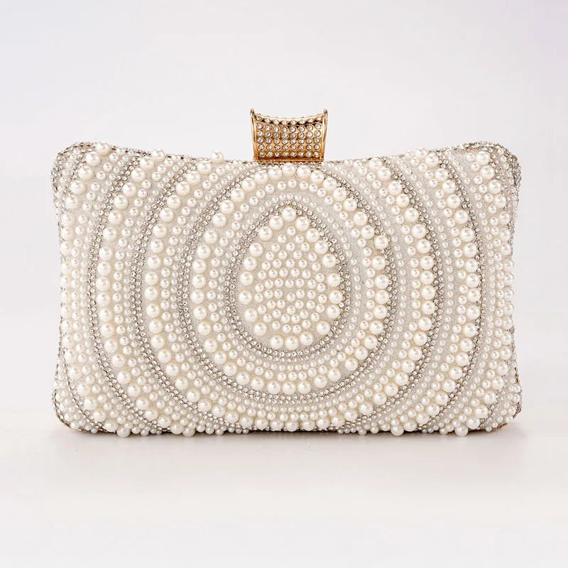 Pearl Diamond Wedding Evening Clutch Wristlet