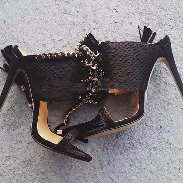 Peep Toe High Heel Lace-up Sandals - Mislish