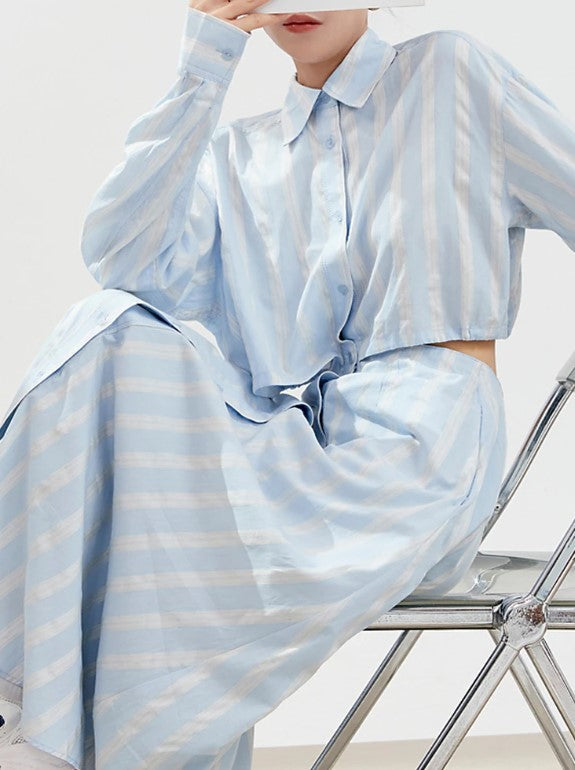KittenAlarm - Penelope Striped Button Up Dress