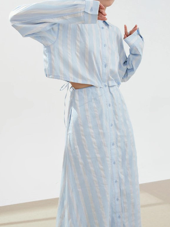 KittenAlarm - Penelope Striped Button Up Dress