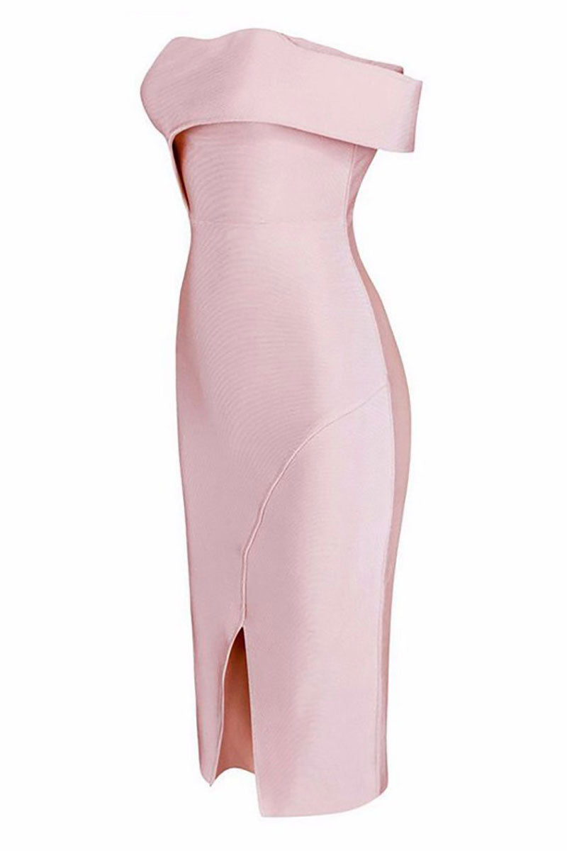 Black shoulder Slit Bandage Party Dress