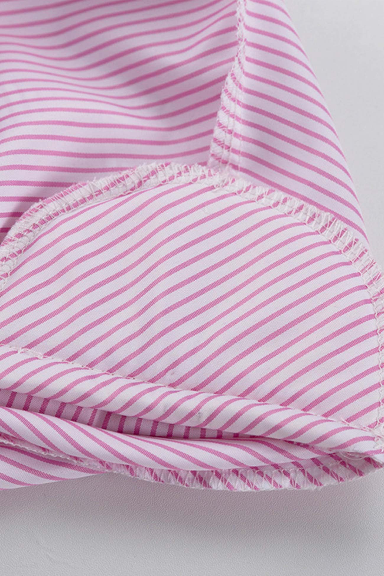 Pink Striped Print Shirt Mini Skirt Suits